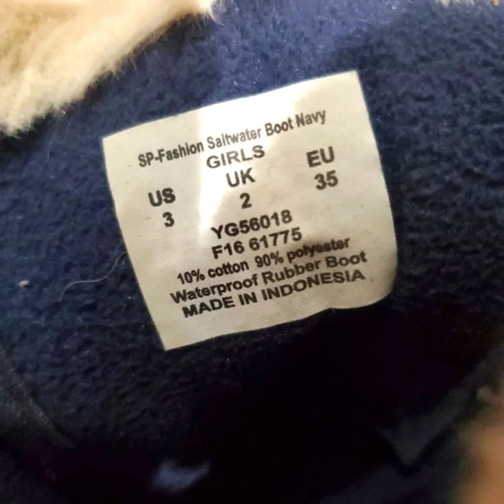 Girls Sperry Snow Boots Size 3 Kids' Brown and Navy Snow Boots with Faux Fur